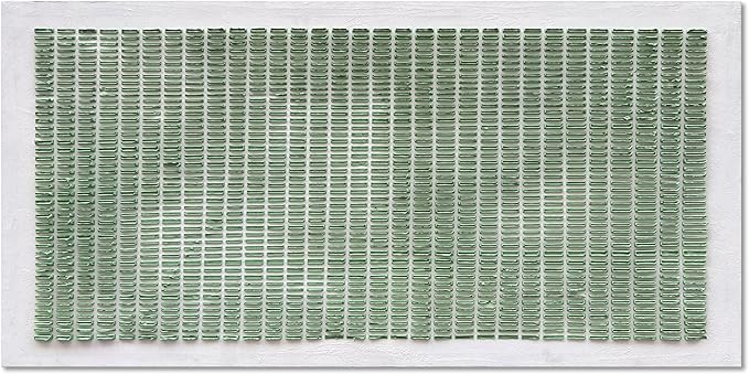 NANKAI Art Hand-Painted White and Green Thick Texture Abstract Art Oil Painting Contemporary Minimalist Style Art Living Room Office Corridor Wall Decoration Oil Painting 24x48 inches