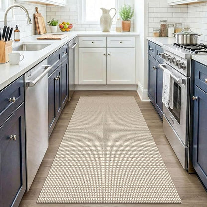 KOZYFLY Washable 3x4 Entry Area Rug, Braided Throw Rugs for Entryway, Non Slip Door Mat Indoor Outdoor Entrance, Front Porch Foyer Carpet for Kitchen, mudroom, Bathroom, Ivory/Camel/Brown