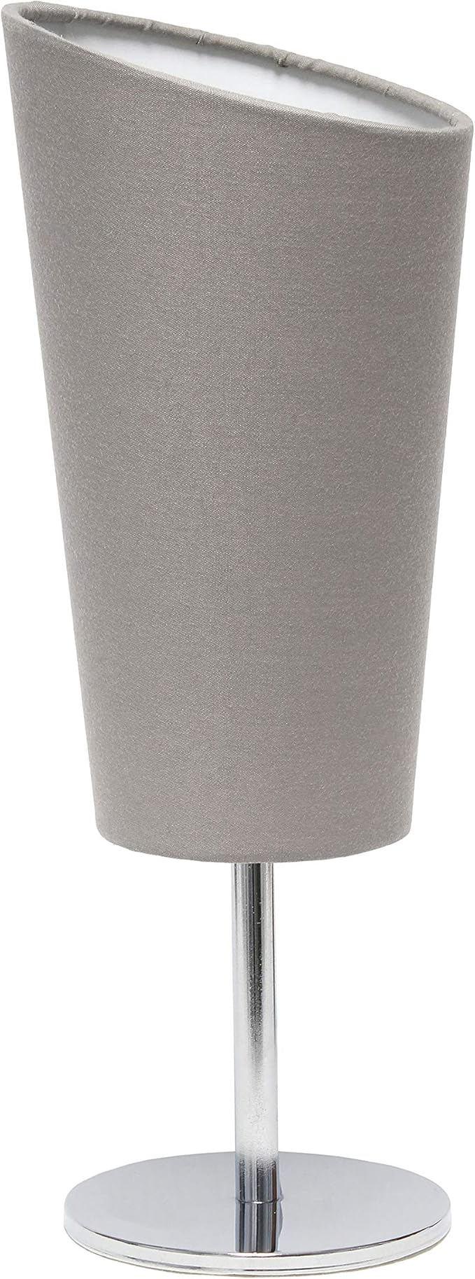 Simple Designs LT2061-GRY Mini Chrome Angled Fabric Shade Table Lamp, Gray
