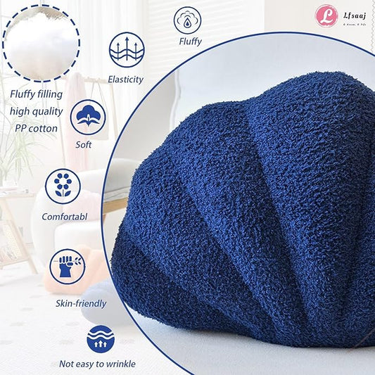 Lfsaaj Navy Seashell Throw Pillows, Shell Shaped Throw Pillows, 13 Inch Soft Home Decorative Pillow Plush Cushion for Bed Couch Living Sofa Room Decor Accent Throw Pillow