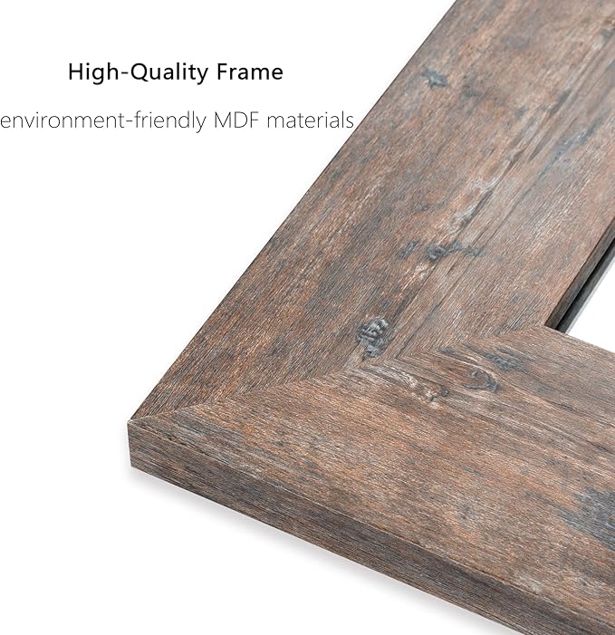 Syndra Wood Mirror with Frame, Rustic 24X32 Inch Wall Mounted Vanity Mirror with Large Wood Frame, Farmhouse Bathroom Mirror for Bedroom, Living Room, Entryway Wall Decor(Natural)