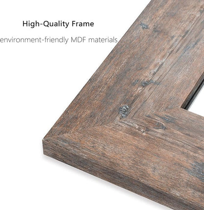 Syndra Wood Mirror with Frame, Rustic 24X32 Inch Wall Mounted Vanity Mirror with Large Wood Frame, Farmhouse Bathroom Mirror for Bedroom, Living Room, Entryway Wall Decor(Natural)