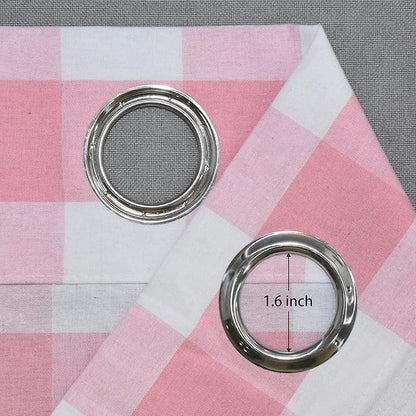 3 Pc Cotton Classic Country Farmhouse Kitchen Window Curtain Grommet Top -Pink & White Buffalo Check Tier & Valance Set, 54" x 18" / 32" x 30"