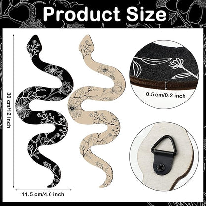 Gerrii Set of 2 Earthy Room Decor Wall Art Boho Witchy Wooden Snake Decor Natural Aesthetic Wall Hanging Boho Art for Apartment Bedroom Living Room(Crawl)
