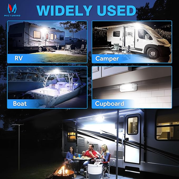 MICTUNING 6 Inch RV Exterior Porch Light, LED Utility Awning White 6000K, Outdoor IP68 Waterproof Aluminum for Garden Camper Trailer Truck SUV MPV Cabinet Hallway Boat Home