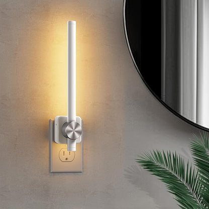 L LOHAS LED Night Light, Night Lights Plug into Wall, 0-200LM Bathroom Night Light, Dusk to Dawn Sensor 2W Dimmable Nightlights, Soft White 3000K, Modern Nightlight for Adults Mirror Restroom, 1 Pack