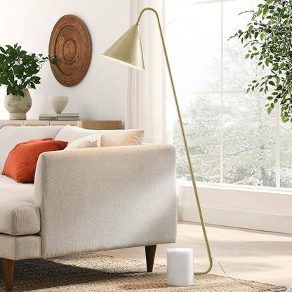 Modway EEI-6531-SBR Ayla Marble Base Floor Lamp, Satin Brass