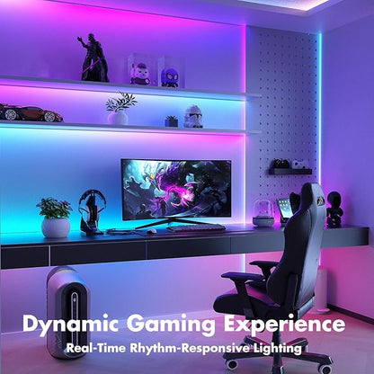 Led Lights for Bedroom 166FT Smart IC+RGB, Music Sync Color Changing Strip Lights, 24Key Remote+App Control Light Strip for BedHead,Underbed,Ceiling,Background Wall(2Rolls of 83FT)
