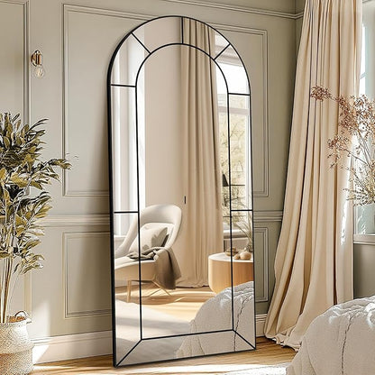 Wall Mirror,Full Length Floor, Window Pane for Living Room Decor, Decorative Wall Art, Large Wall for Bedroom, Hallway, Living Room Arch-65"X28"