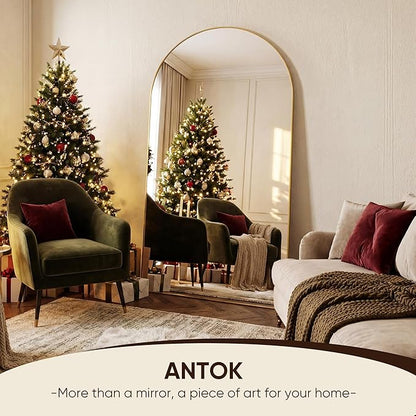 Antok 81" x41” Arched Full Length Floor Mirror, Gold Aluminum Frame, Free Standing/Wall Mount/Leaning for Bedroom, Living Room, Dressing Room