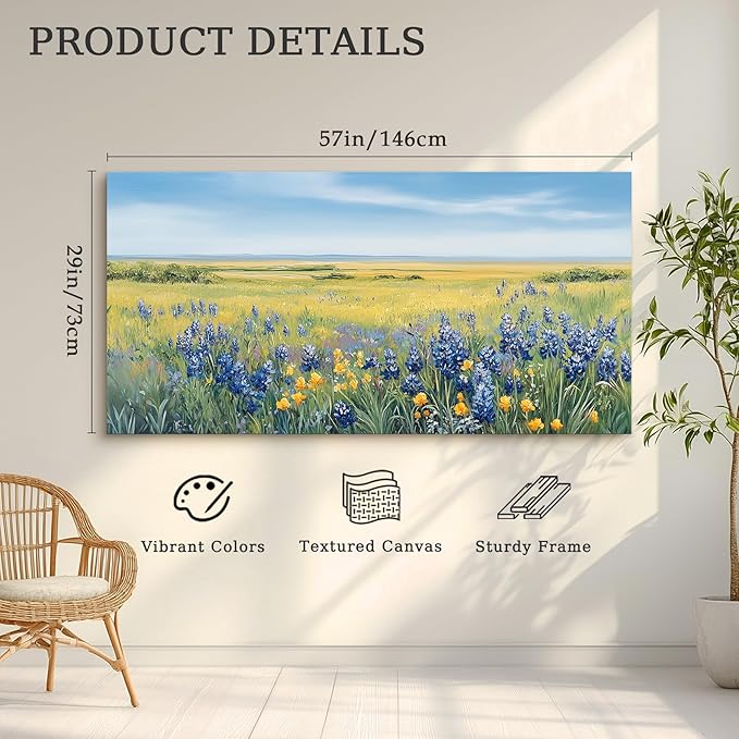 crmotu Nature Wall Art, Canvas Wall Art Landscape, Oversized Artwork for Walls, Cottagecore Scenic Art Prints, Rustic Aesthetic Paintings Wall Decor Living Room Bedroom Dining Room Entryway 29x57inch