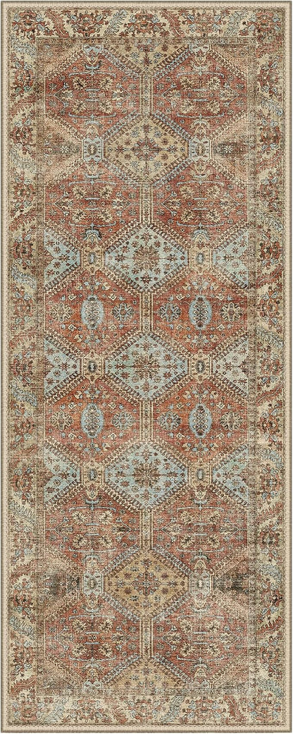 GENIMO Runner Rug 2x5 Non Slip Machine Washable Hallway Runner Rug, Low Pile Lightweight Rugs for Entryway, Hallway, Kitchen and Corridor, Vintage Brick Red