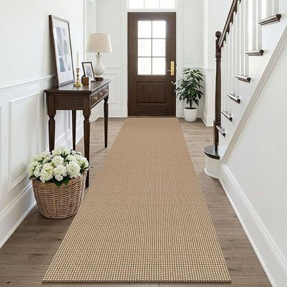 KOZYFLY Boho Runners for Hallways 3x10 ft Washable Kitchen Runner Non Slip Rubber Backed Hallway Rugs Cotton Entryway Runner Rug for Indoor Hall, Backdoor, Kitchen, Orange Beige/Tan/Brown