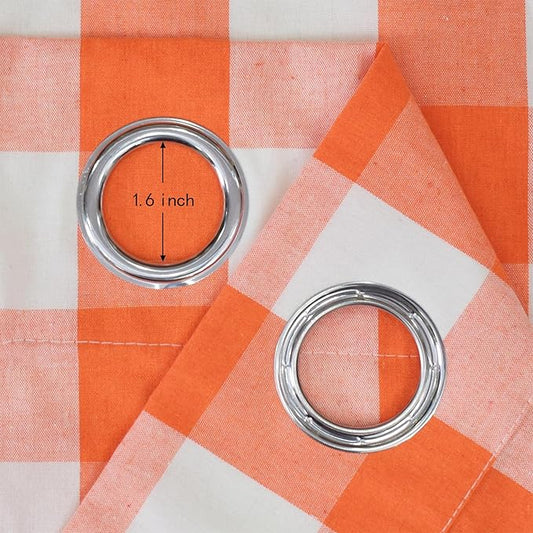 3 Pieces Tier Curtains and Valance Set Buffalo Check Kitchen Tiers Plaid Gingham Grommet Top Classic Short Small Cafe Curtains Country Farmhouse Cafe Bathroom 54"x18"/32"x36" Orange & White