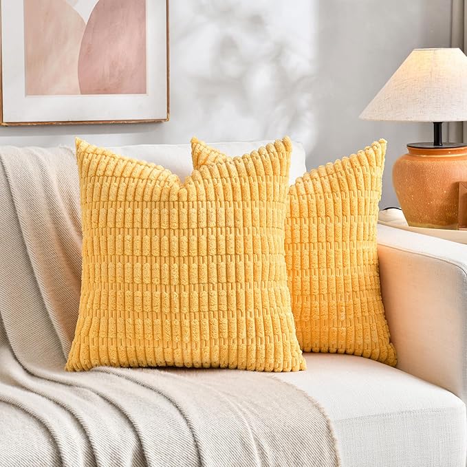 Fancy Homi 4 Packs Decorative Throw Pillow Covers for Living Room Couch Bed, Modern Farmhouse Boho Home Décor Accent Cushion Case, 26" x 26", Yellow Green Series