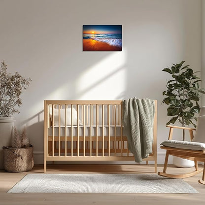 TutuBeer 1 Panel Ocean Pictures Beach Pictures Beautiful Sunrise over the Sea Picture Print on Canvas Wall Decor Beach Picture Ocean Wall Art Stretched and Framed 24x36 inch