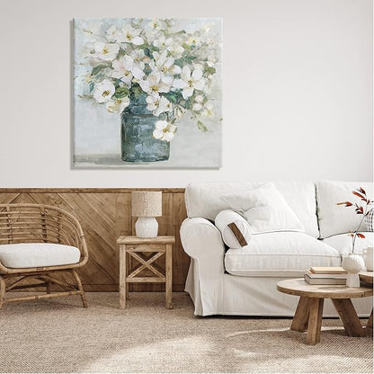 Stupell Industries 'White Geranium Bouquet Blossoming Flower Arrangement Vase', Canvas Art, 36 x 36 Inches, Easy to Hang and Sturdy, Made in USA, by Sally Swatland