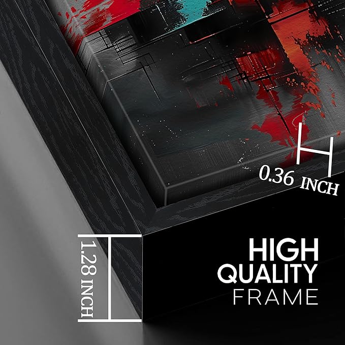Framed Canvas Wall Art for Living Room Black and Red Abstract Canvas Prints Modern Wall Art Ready to Hang for Bedroom Office Size 30x60 inches