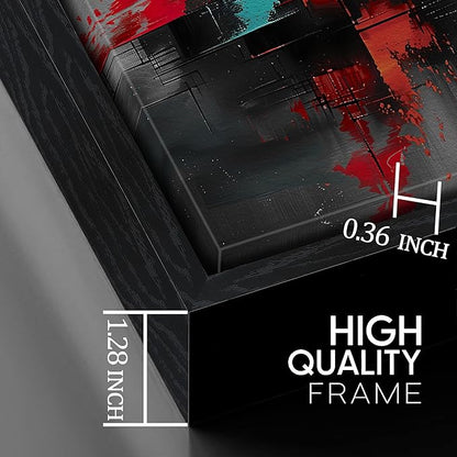 Framed Canvas Wall Art for Living Room Black and Red Abstract Canvas Prints Modern Wall Art Ready to Hang for Bedroom Office Size 30x60 inches