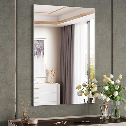 Frameless Mirror for Bathroom, 24"x36" Frameless Bathroom Mirrors for Over Sink, Bathroom Vanity Rectangle Mirror with Tempered Glass, Bathroom Mirror for Living Room, Bedroom, Entryway