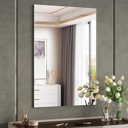 Frameless Mirror for Bathroom, 24"x36" Frameless Bathroom Mirrors for Over Sink, Bathroom Vanity Rectangle Mirror with Tempered Glass, Bathroom Mirror for Living Room, Bedroom, Entryway