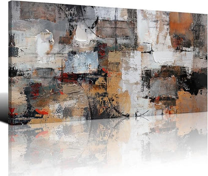 Pogusmavi Abstract Canvas Wall Art, Modern Minimalist Painting, Brown Room Decor, Framed Wall Art for Living Room, Bedroom, Office, 20x40IN