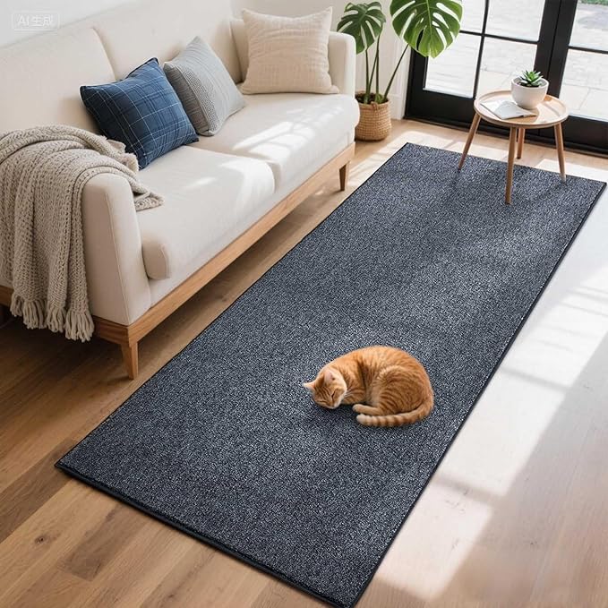 FinRèc 2x6 Washable Runner Rugs for Kitchen Hallway Bedroom, Low Pile Thin Rug Solid Color, Non-Slip Carpet Indoor for Home Decor (Grey Blue/White)