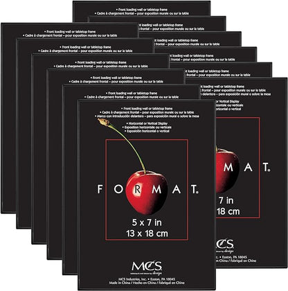 MCS Format 5x7 Picture Frame Black, Gallery Wall Vertical & Horizontal Wall Hanging Small Picture Frame or Tabletop Easel for Photos & Art Prints (12-Pack)