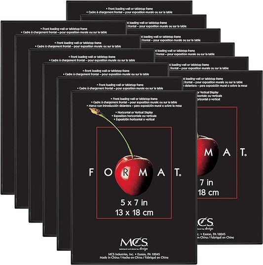MCS Format 5x7 Picture Frame Black, Gallery Wall Vertical & Horizontal Wall Hanging Small Picture Frame or Tabletop Easel for Photos & Art Prints (12-Pack)