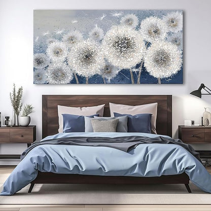 Pogusmavi Wall Decor Living Room - Wall-Art for Living Room, Canvas Art/Pictures for Bedroom | Blue Dandelion 24x48 inches Large Wall Art