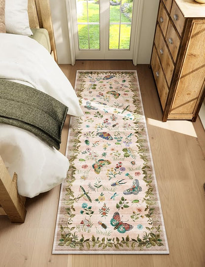 Machine Washable Hallway Runner Rugs: 2'6"x8' Kitchen Runner Stain Resistant Non Slip Low Pile Soft Carpet Rug Runners for Hallways Indoor Entryway Kitchen Laundry Room Bedroom Bathroom Farmhouse