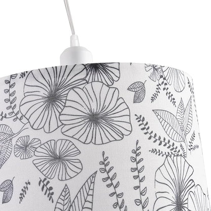 2 Pack Plug in Pendant Light, Hanging Light with 15Ft Clear Cord, On/Off Switch, Flower Fabric Lamp Shade, Hanging Light Fixture for Bedroom, Kitchen, Living Room, Dining Table