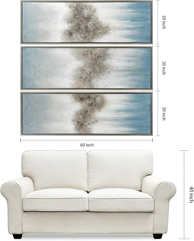 Empire Art Direct Abstract Wall Art Textured Hand Painted Canvas by Martin Edwards, Triptych, 60" x 20" each, Sequence