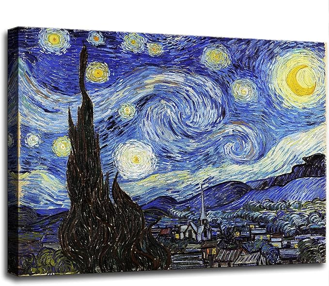 dgbtcart Starry Night, Vincent Van Gogh Canvas Wall art, Classic Paintings Reproduction Pictures Poster, Abstract Artwork Prints for Home Decor 24"x36"