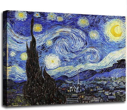 Starry Night, Vincent Van Gogh Canvas Wall art, Classic Paintings Reproduction Pictures Poster, Abstract Artwork Prints for Home Decor 32"x48"