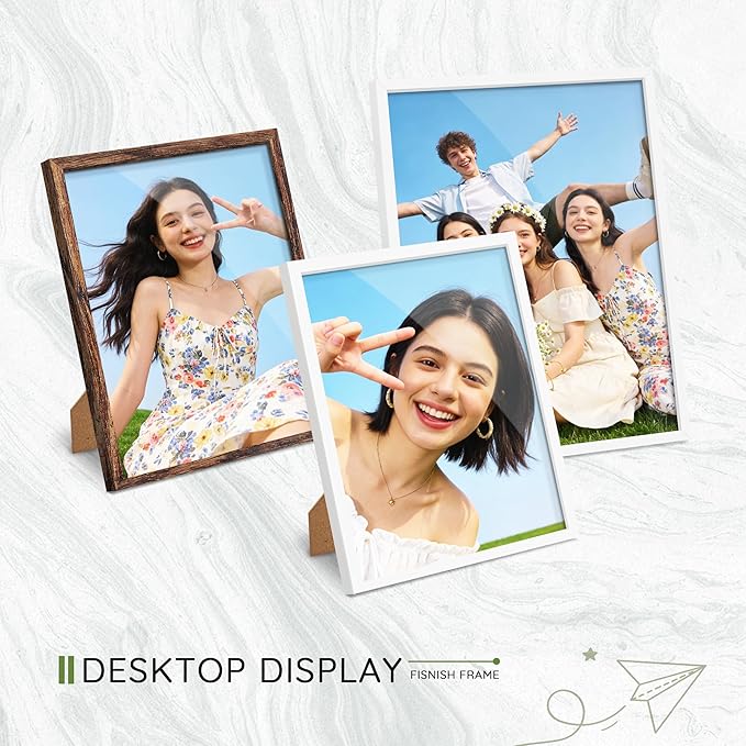 11x14 Picture Frame Set of 10, White Frames 11x14 for Tabletop Display, Horizontal or Vertical Wall Mounting