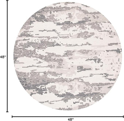 SAFAVIEH Abstract Collection Area Rug - 4' Round, Charcoal & Ivory, Handmade Abstract Wool, Ideal for High Traffic Areas in Living Room, Bedroom (ABT465H)