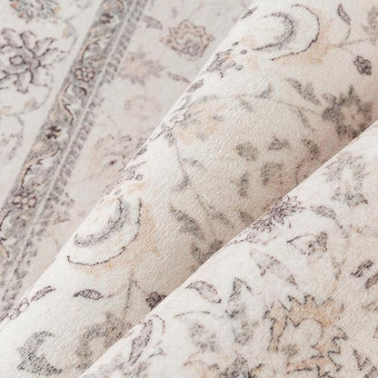 PureCozy 6x9 Area Rug Beige Washable Vintage Carpet Living Room Bedroom Large Non Slip Stain Soft Resistant Low Pile Thin Boho Accent Indoor Throw Rug for Dining Room Office