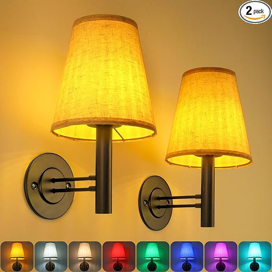 TECOMLIGHT Rechargeable Battery Operated Wall Sconce Set of 2, Wireless LED Wall Lights with Remote & Touch Control, Wall Mounted Lamp Lighting Fixtures for Bedroom Living Room, Matte Black