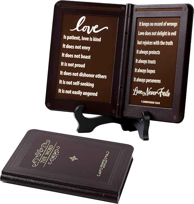 mamre Bible Verses Lamp, Scripture Display Night Light - Thy Word is a lamp Unto My feet, and a Light Unto My Path. - 1 Corinthians 13 The Love Chapter, Spiritual Gifts, Bedside Lamp