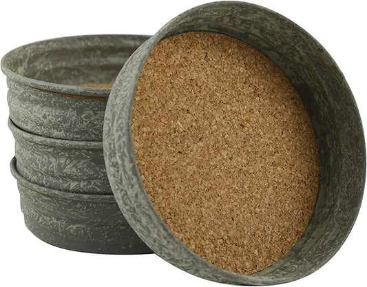 Treasure Gurus 4 Piece Set Farmhouse Style Mason Jar Lid Antique Cork Coasters Rustic Table Decor