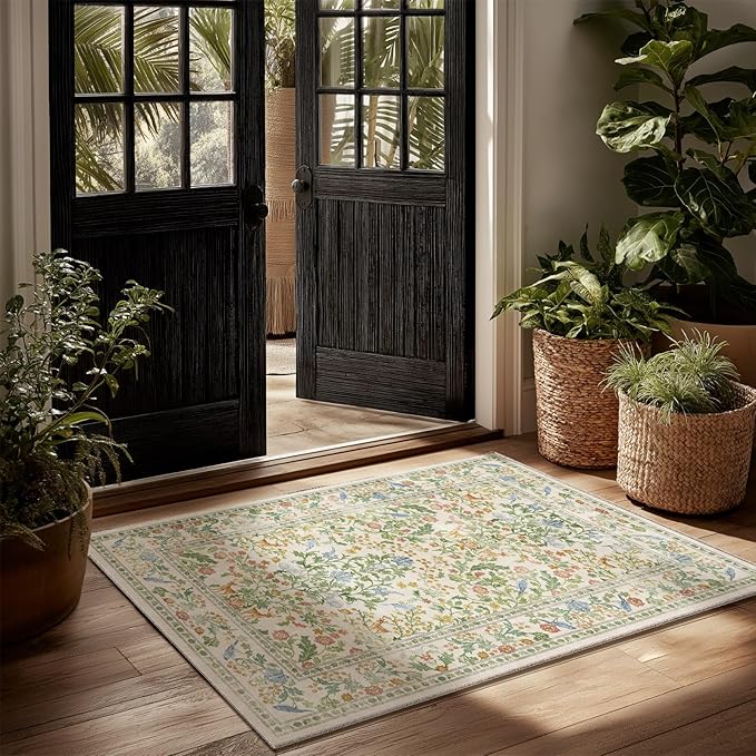 2x3 Washable Area Rugs for Entryway: Throw Small Rug Door Mat Indoor Entrance Non-Slip Low Pile Soft Kitchen Rug for Entrance Front Door Indoor Bedside Kids Room