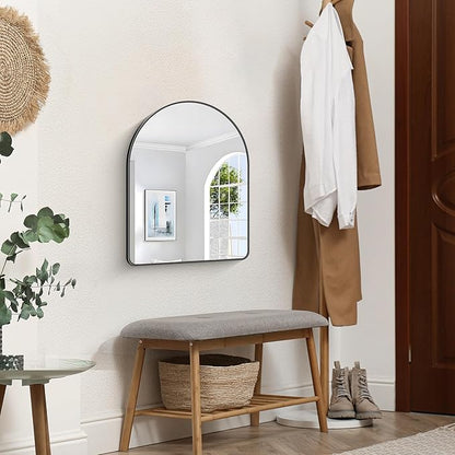 FORBATH Arched Bathroom Mirror 18x24 Inch, Black Bathroom Mirror Wall Mounted Modern Aluminum Alloy Frame Arch Mirror for Bedroom Living Room Entryway, Hanging or Leaning Against Wall