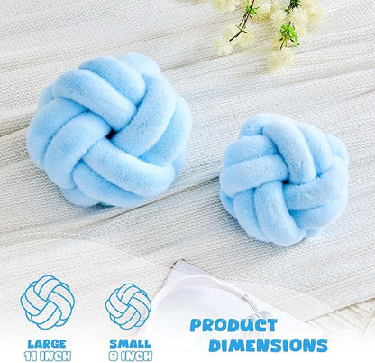 Knot Pillow Ball, Soft Home Decorative Throw Pillows Cushion, Round Changeability Knotted Pillows, Modern Home Handmade Cushions for Bedroom, Sofa, Couch (8 Inch, Blue)
