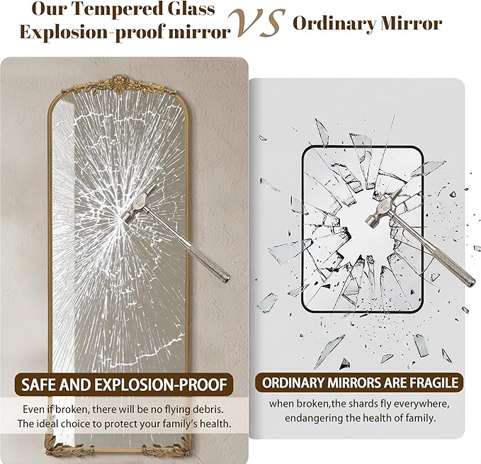 Besdomus Vintage Full Length Mirror: 21''x56'' Matt Gold Baroque Antique Floor Long Body Mirror - Traditional Ornate for Bedroom/Cloakroom/Dressing Room/Entryway/Wall - Ideal for Fashion Women