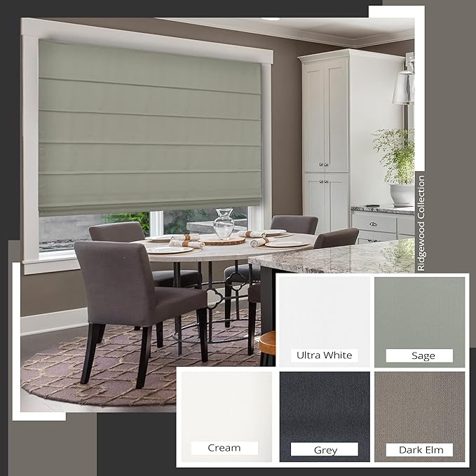 CHICOLOGY Cordless Roman Shade for Windows & French Doors, Ridgewood Sage, Privacy + Light Filtering Linen Look Fabric w/White Liner, True to Size, Inside/Outside Mount, 23" W x 72" H
