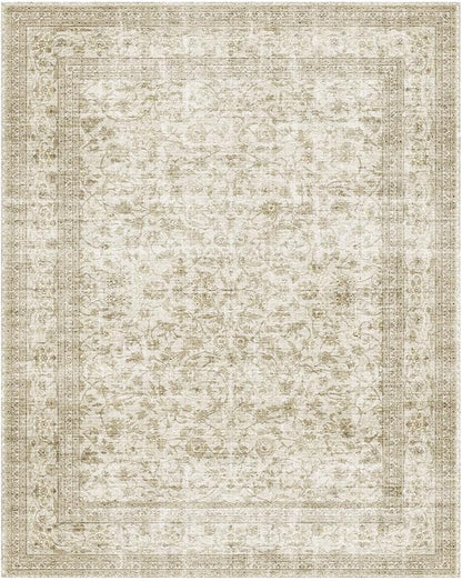 10x12 Area Rug Washable Rugs: Large Living Room Rug Stain Resistant Non Slip Distressed Vintage Low Pile Faux Wool Soft Carpet for Bedroom Farmhouse Dining Room Kids Playroom Nursery