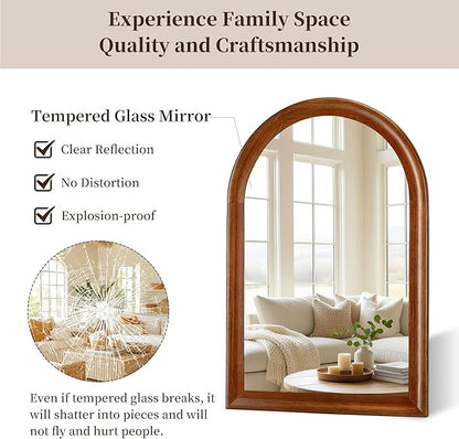 Tanmicoshomy Wood Bathroom Mirror 20x30 Inch，Rustic Wall Mirrors with Tempered Glass for Living Room, Bedroom or Entryway(Brown)