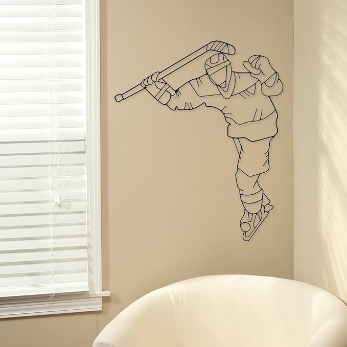 Hosley® Elevate Your Space with our Ice Hockey Player Metal Wall Décor 29.25 Inch High Contemporary Sports Art for Unique Home Styling and Athletic Inspiration