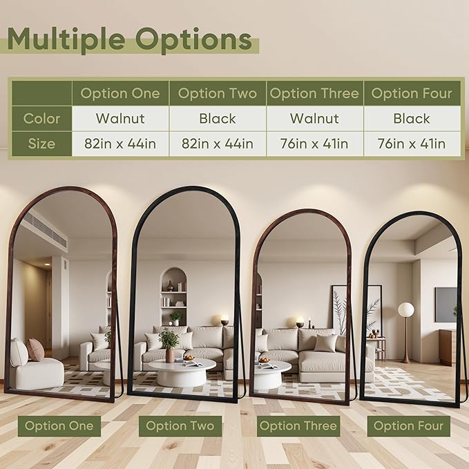 Suidia Full Length Mirror, Oversized Floor Mirror with Solid Wood Frame, Large Standing Mirror for Bedroom Living Room, Wood Antique Style, Dark Walnut, 76" L x 41" W